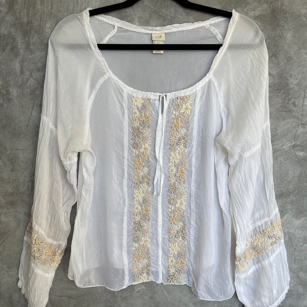 J. Jill Top | Blouse | Floral Applique | Small White - Women | Color: White | S